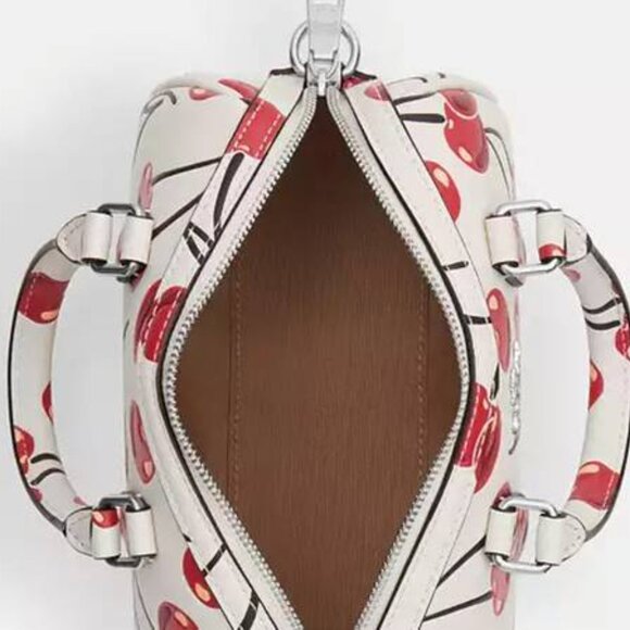 New Coach MINI White and Red Satchel/Crossbody Bag with Cherry Print - Picture 3 of 9